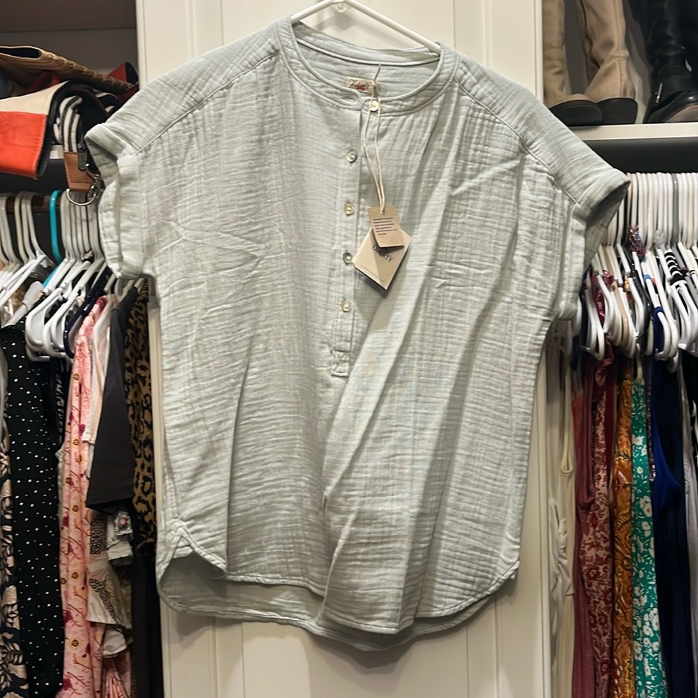 Faherty dolman top gauze smoke gray sz xs